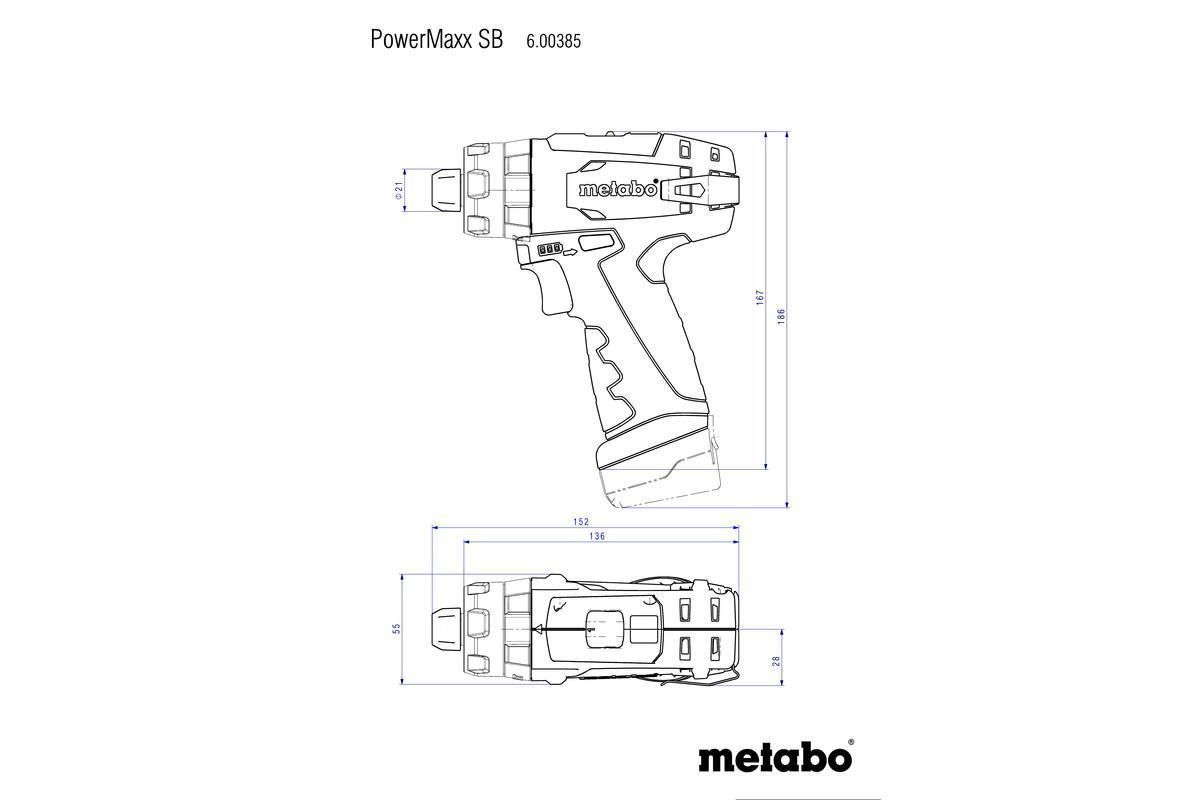 Акумуляторний ударний дриль Metabo PowerMaxx SB Basic Пластиковий кофр (600385950)