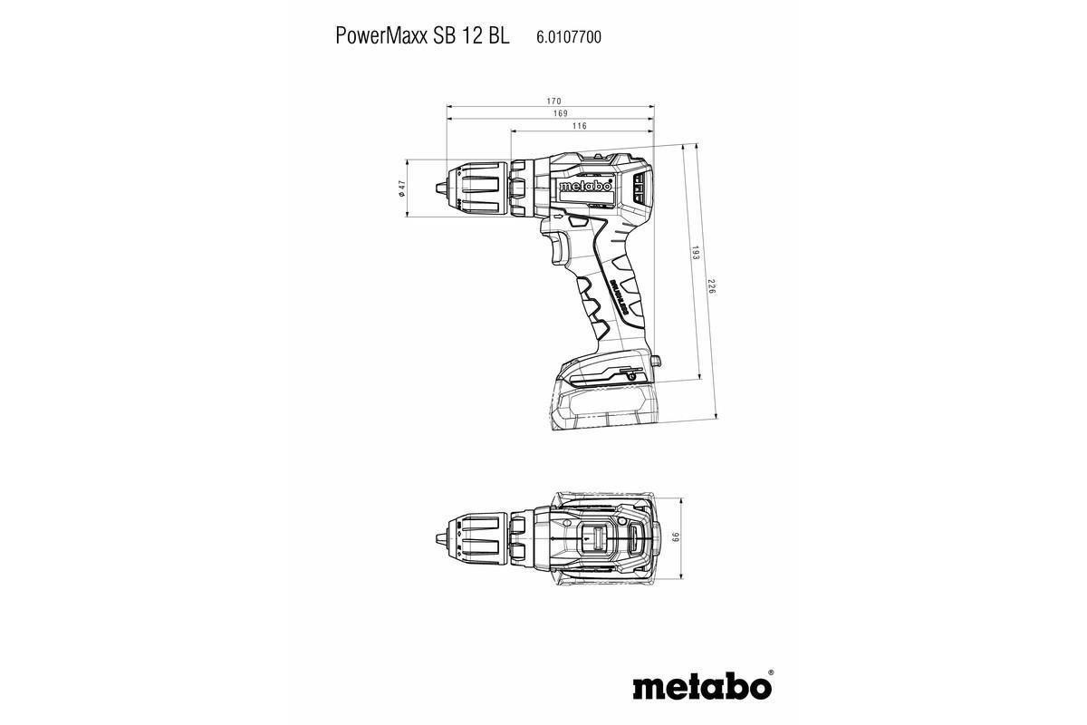 Акумуляторний ударний дриль Metabo PowerMaxx SB 12 BL Картонна коробка (601077890)
