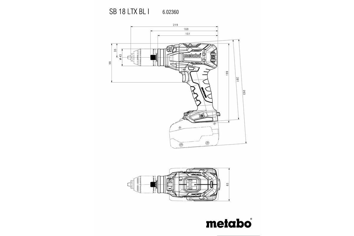Акумуляторний ударний дриль Metabo SB 18 LTX BL I Картонна коробка (602360850)