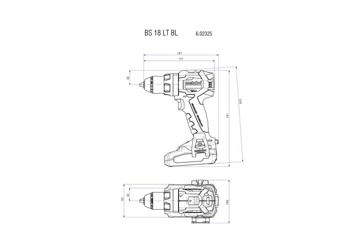 Акумуляторний дриль-шуруповерт Metabo BS 18 LT BL Пластиковий кофр (602325860)
