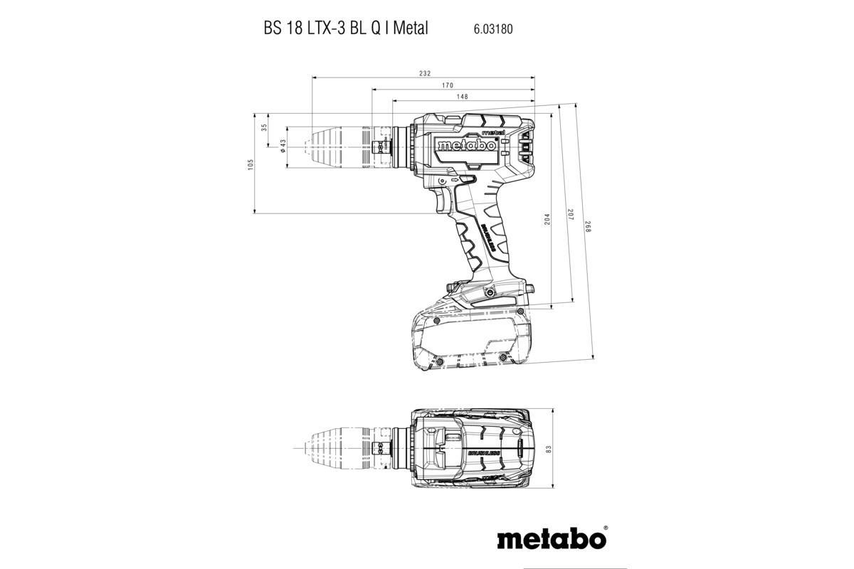 Акумуляторний дриль-шуруповерт Metabo BS 18 LTX-3 BL Q I Metal metaBOX 145 L (603180840)
