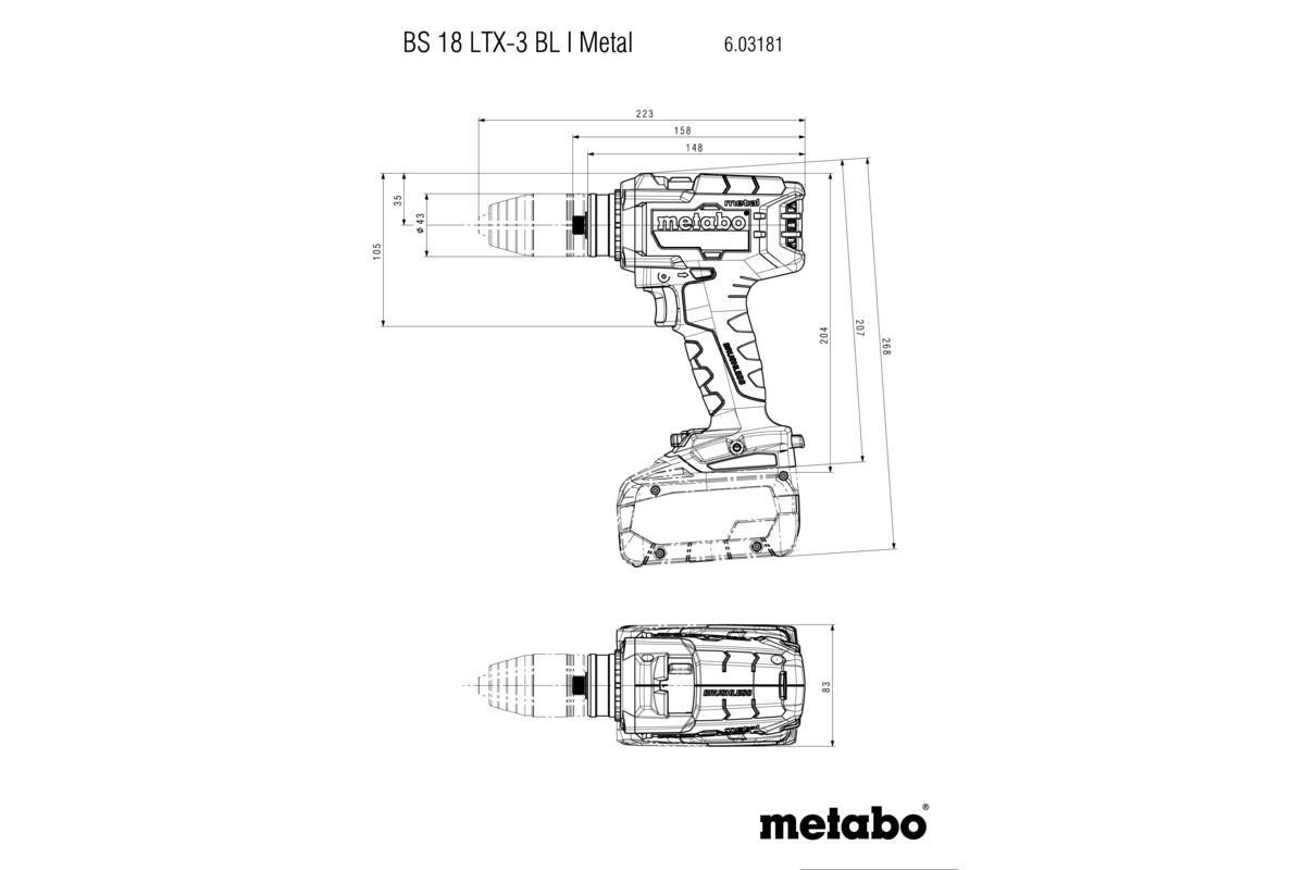 Акумуляторний дриль-шуруповерт Metabo BS 18 LTX-3 BL I Metal metaBOX 145 L (603181660)