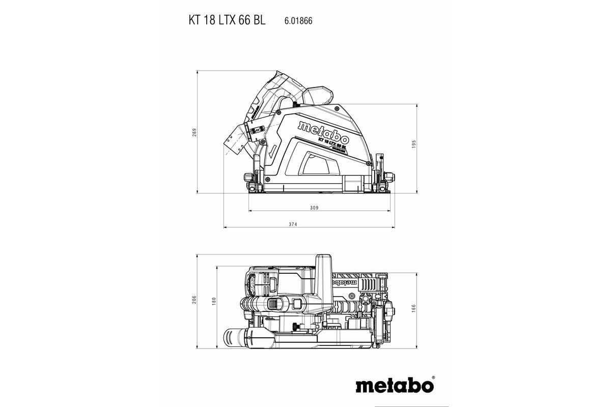 Акумуляторна ручна дискова пила Metabo KT 18 LTX 66 BL metaBOX 340 (601866810)
