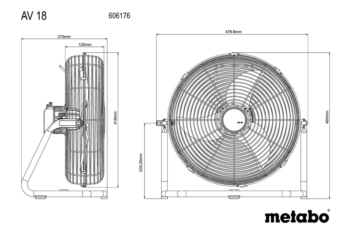 Акумуляторний вентилятор Metabo AV 18 Картонна коробка (606176850)