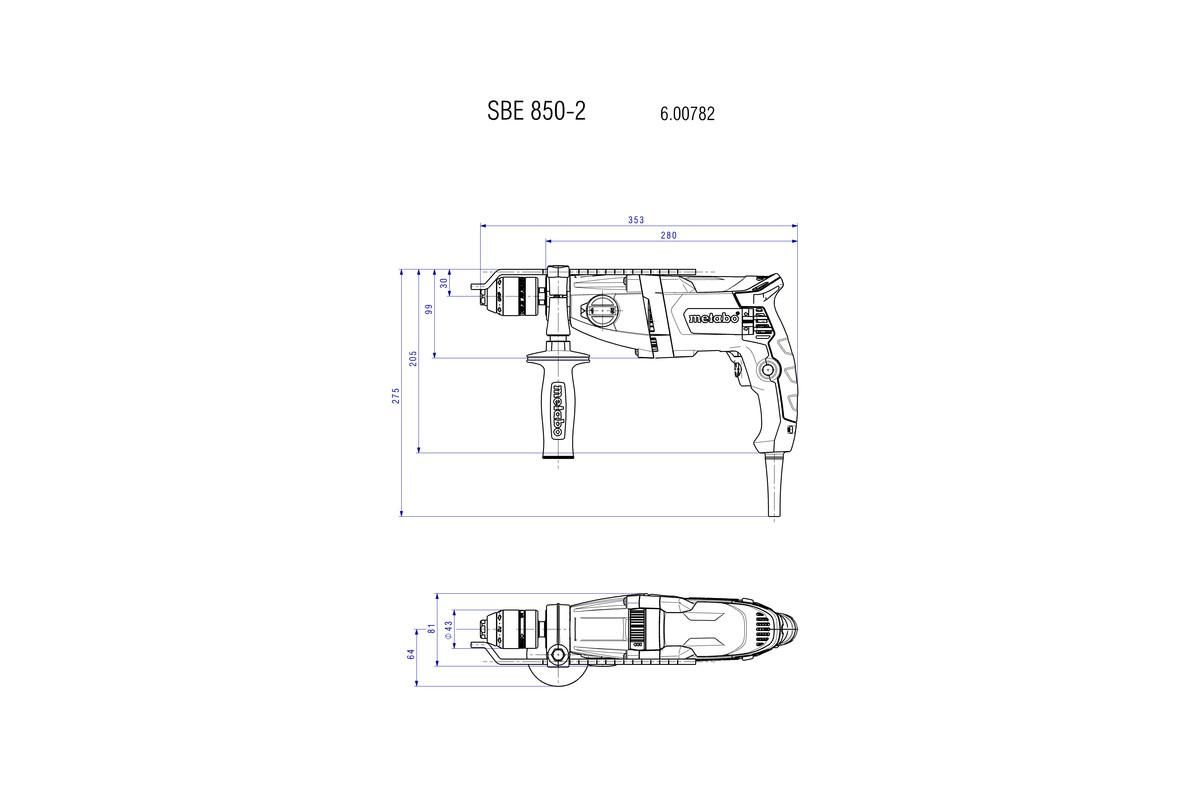 Ударний дриль Metabo SBE 850-2 metaBOX 145 L (600782610)