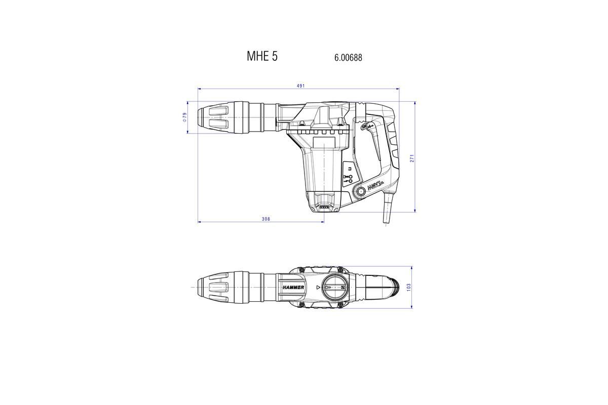 Відбійний молоток Metabo MHE 5 Пластиковий кофр (600688000)