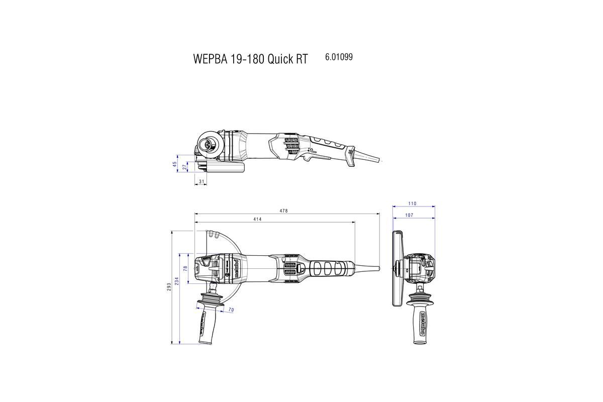 Болгарка Metabo WEPBA 19-180 Quick RT Картонна коробка (601099000)