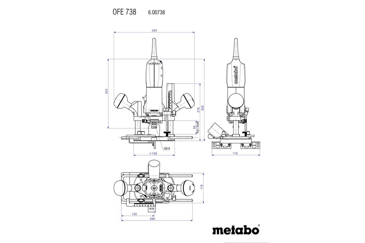 Фрезер; фрезерно-шліфувальний двигун Metabo OFE 738 Картонна коробка (600738000)