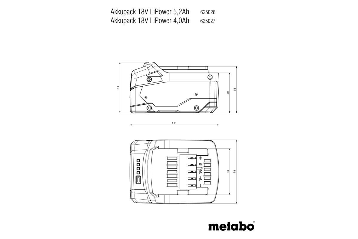 Акумуляторна батарея Metabo Li-Power 18 В / 5,2 А·год (625028000)