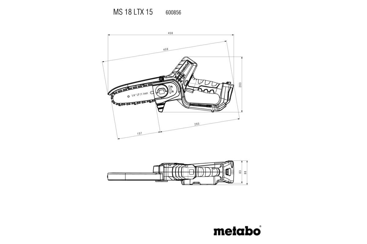 Акумуляторна ланцюгова пила Metabo MS 18 LTX 15 Картонна коробка (600856850)