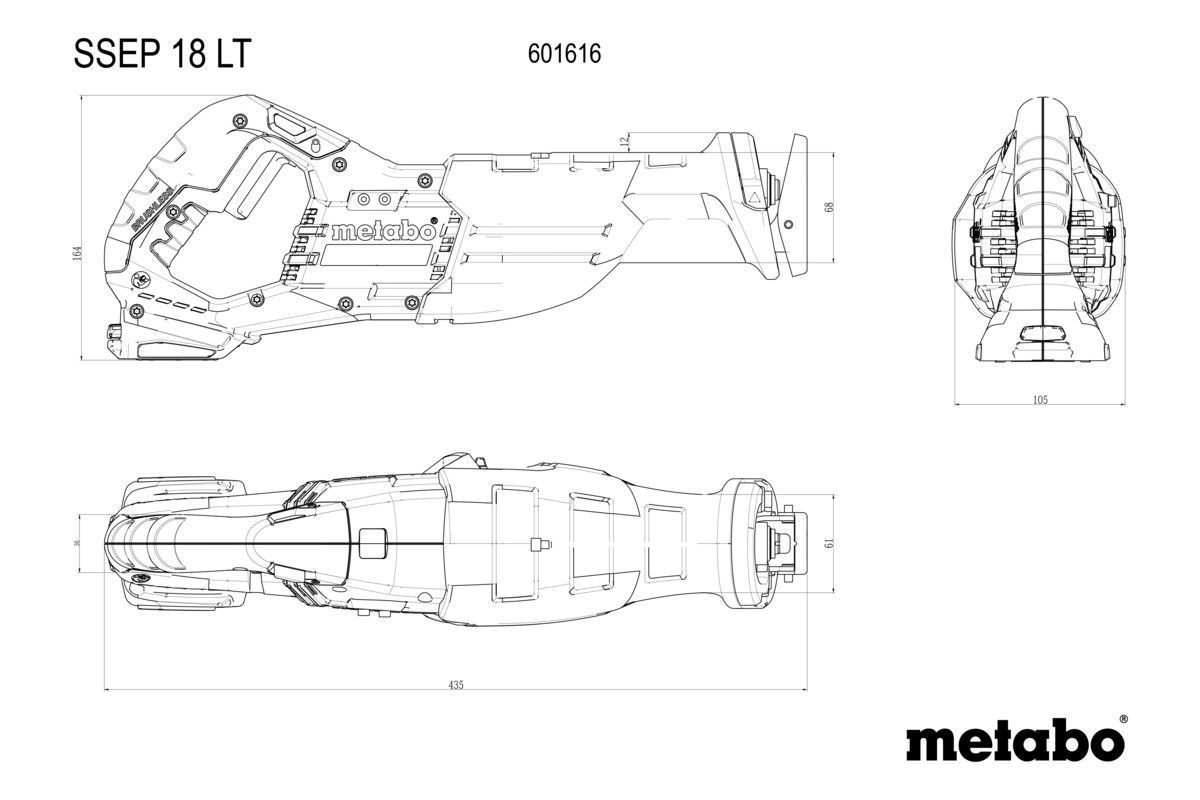 Акумуляторна шабельна пила Metabo SSEP 18 LT Картонна коробка (601616850)
