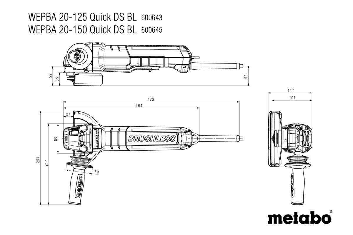 Болгарка Metabo WEPBA 20-125 Quick DS BL (600643000)