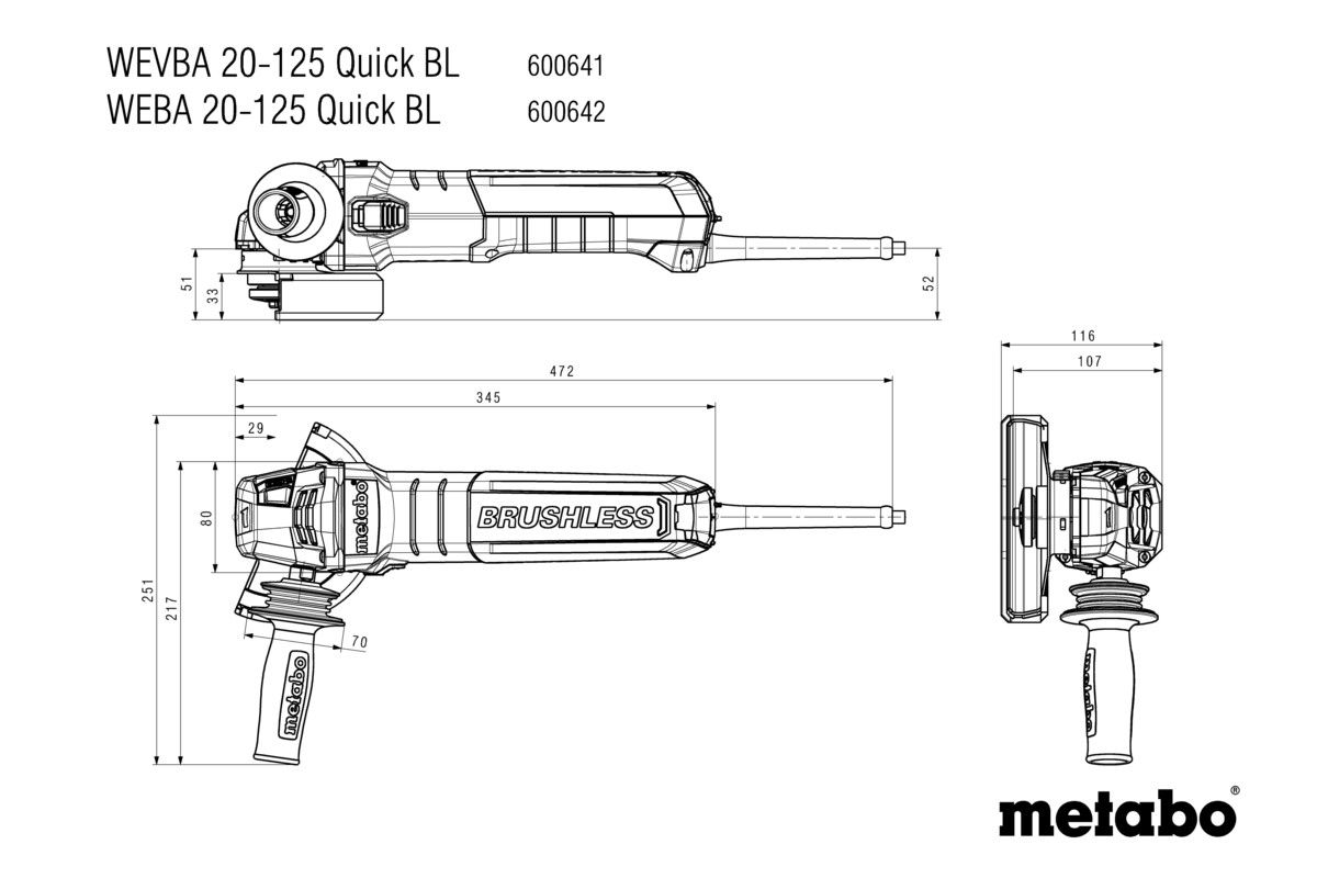 Болгарка Metabo WEVBA 20-125 Quick BL (600641000)
