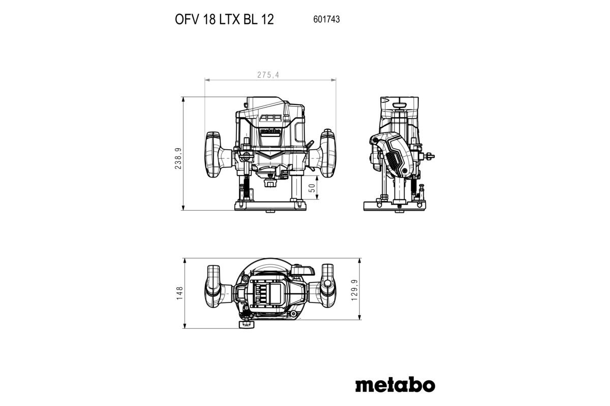 Акумуляторний фрезер Metabo OFV 18 LTX BL 12 metaBOX 340 (601743840)